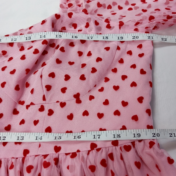 Eloquii pink and red heart textured mini dress Women's Plus Size 20 Fit & Flare - Picture 9 of 13